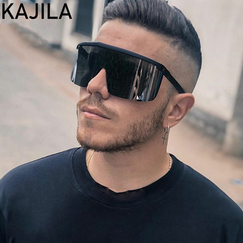 2021 Fashion Oversized Square Sports Sunglasses Men Big Frame Brand Designer Vintage Rectangle Sun Glasses For Man Shades Oculos - DreamWeaversStore