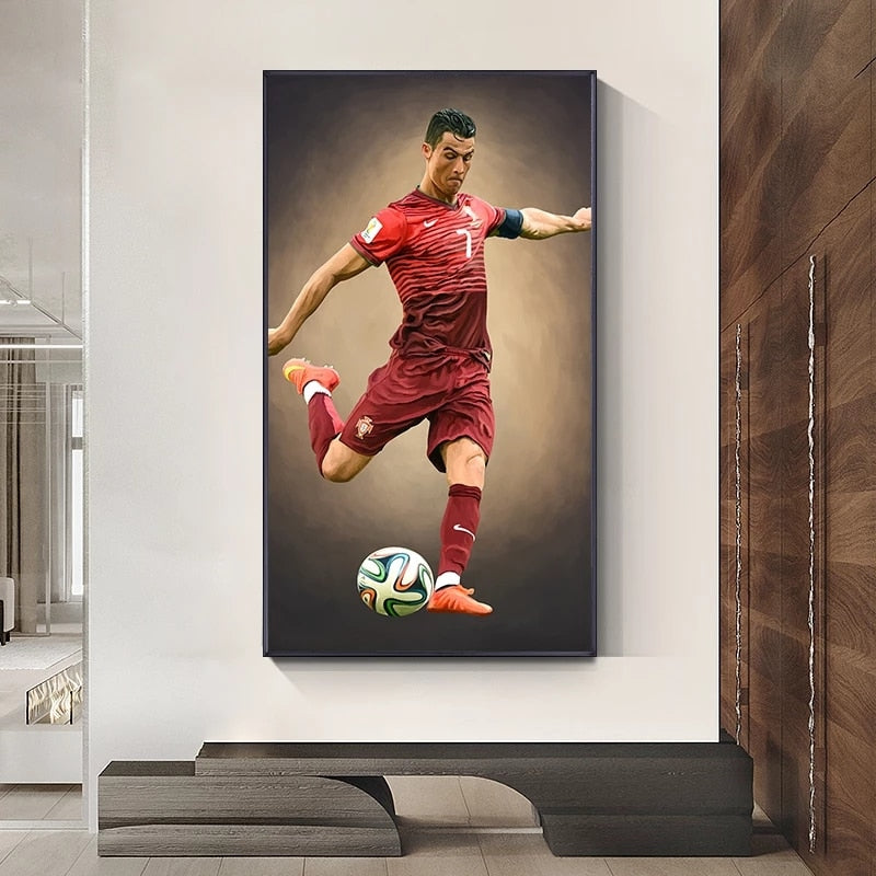 Football Stars Ronaldo Posters Print Canvas Painting Wall Art for Living Room Home Decor(No Frame) - DreamWeaversStore