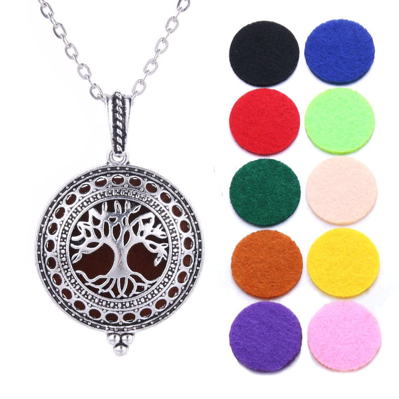 Aromatherapy Jewelry Locket Necklace Tree of Life Necklace Essential Oil Diffuser Perfume Aroma Diffuser Necklace Christmas Gift - DreamWeaversStore