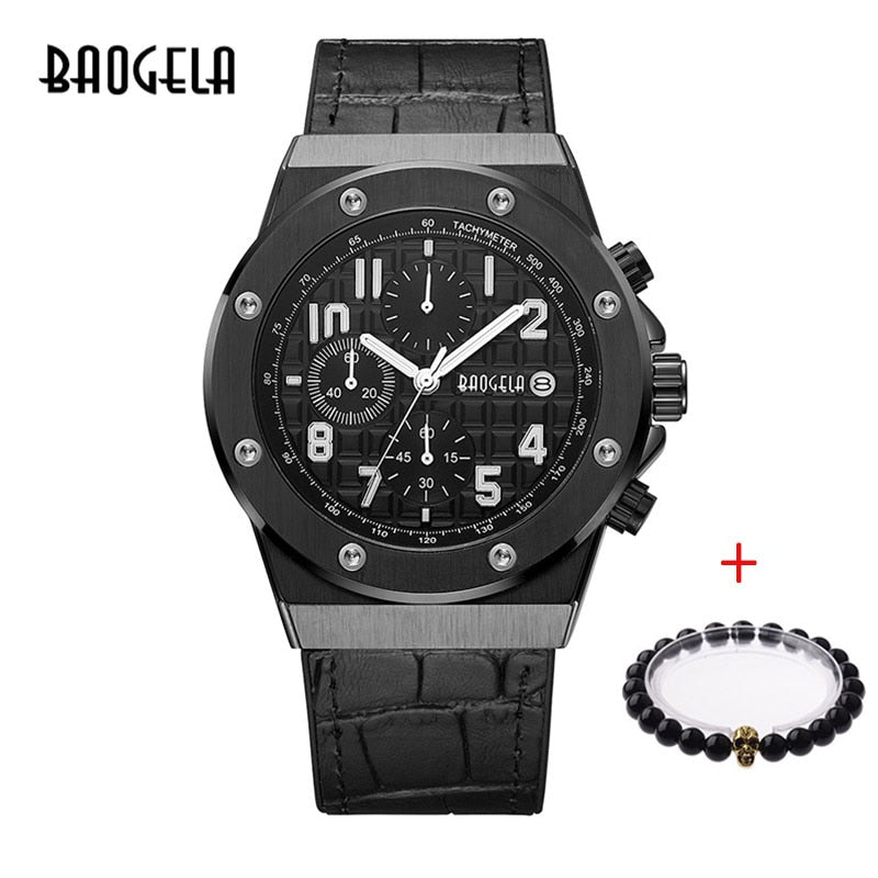 BAOGELA Homme Nouveau Quartz Montres 2019 Étanche Chronographe décontracté Lumineux Montre-Bracelet Homme En Cuir Bracelet Relog - DreamWeaversStore