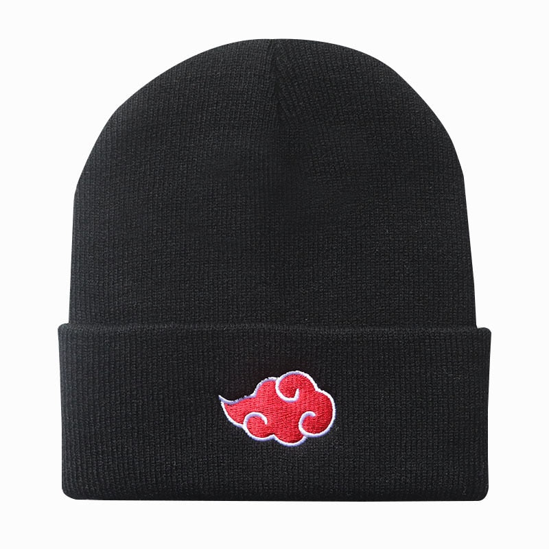 Autumn Winter Anime Hat Akatsuki Cosplay Red Cloud Embroidery Knitted Hat Woolen Cap Keep Warm Unisex - DreamWeaversStore