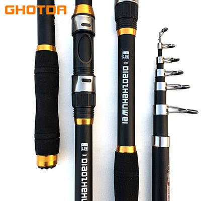 GHOTDA 2.1M -3.6M Carp Fishing Rod feeder Hard FRP Carbon Fiber Telescopic Fishing Rod fishing pole - DreamWeaversStore