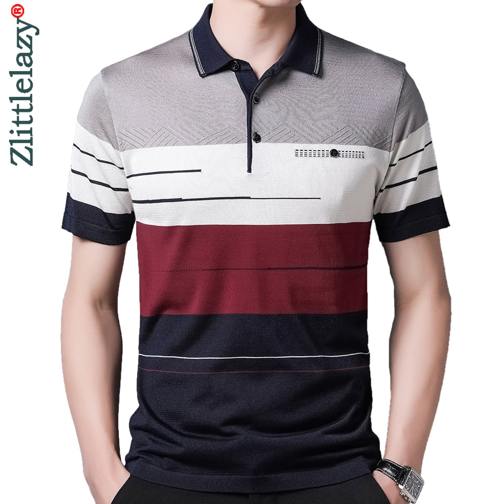 2021 Brand Short Sleeve Polo Tee Shirt Men Casual Summer Striped Men's Clothing Polos Shirts Mens Fashion Slim Fit Poloshirt 722 - DreamWeaversStore