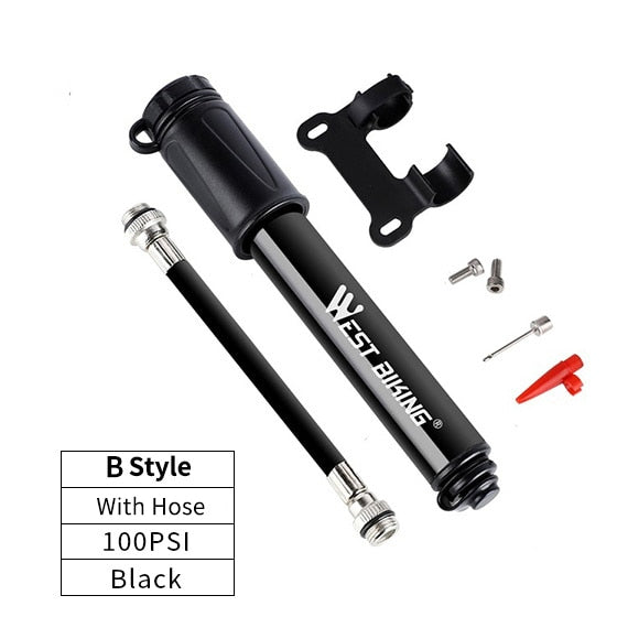 WEST BIKING 89G Portable Mini Bicycle Pump MTB Mountain Bike Pump 160 PSI High Pressure Cycling Hand Air Pump Ball Tire Inflator - DreamWeaversStore