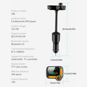 Car MP3 Music Player Bluetooth 5.0 receiver Dual USB Charging Ports(2.4A+QC3.0) Hands-Free Car Charger Radio Receiver Auto parts - DreamWeaversStore