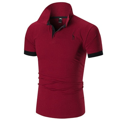 Men's embroidered solid color POLO shirt Men's explosive T-shirt Male Tops Clothing Men 2021 plus size - DreamWeaversStore