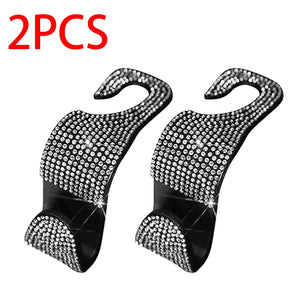 Creative Car Seat Back Hook Diamond Rhinestones Hanger Auto Headrest Objects Support Universal Mount Clips Bling Car Accessories - DreamWeaversStore