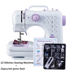 Fanghua Multifunction Mini Sewing Machine 505A 12 Stitches Replaceable + 11pc Presser Foot Power Supply LED Light Sewing classes - DreamWeaversStore