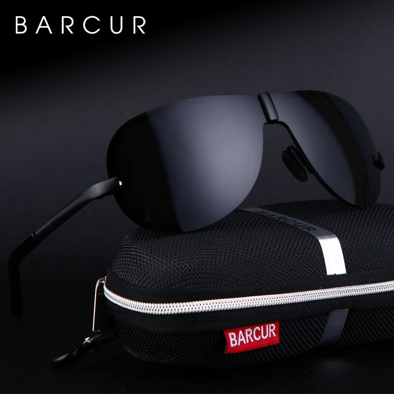 BARCUR Glass Stainless Steel Polarized Sunglasses Men Driving Male Sunglasses oculos Male Eyewear Accessories For Men - DreamWeaversStore