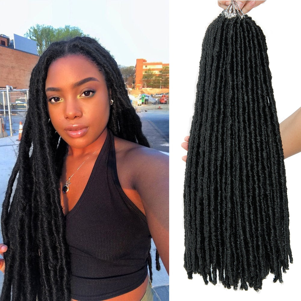 Ombre Crochet Braids Hair Synthetic Braiding Hair Extensions Goddess Straight Faux Locs 18Inches Soft Dreads Dreadlocks Hair - DreamWeaversStore