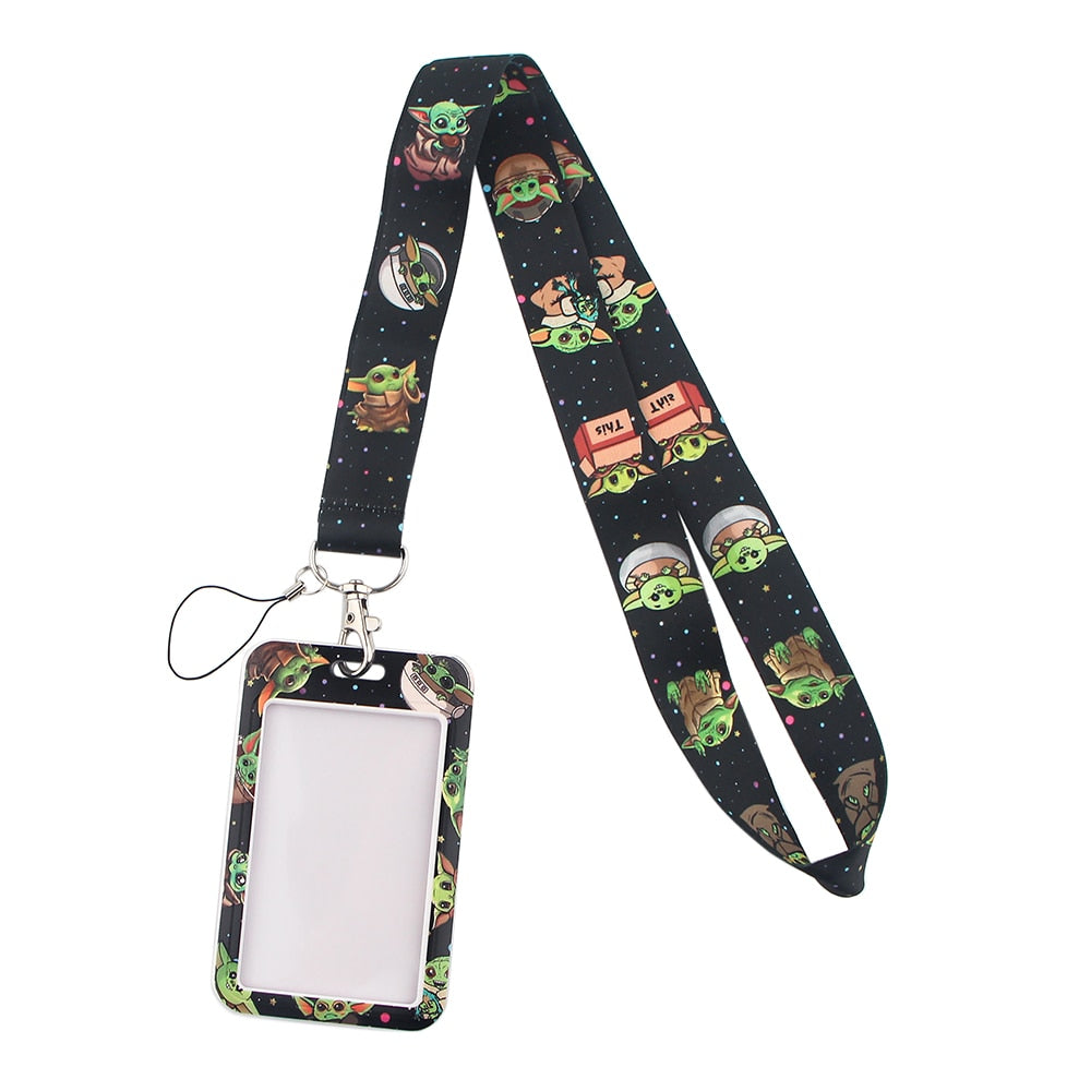 LT117 Star wars Yoda Baby Alien Lanyard Credit ID Badge Holder Key Rings Bag Student woman Travel Bank Card Cover Keychain Gifts - DreamWeaversStore