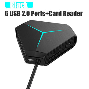 6 Ports USB 2.0 Hub USB Splitter High Speed TF SD Card Reader with eaphone microphone interface For PC Computer Accessories - DreamWeaversStore