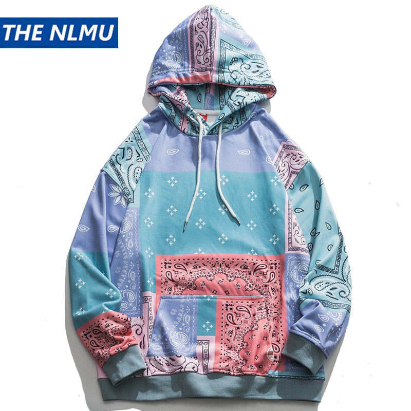 Bandana Patchwork Hoodies Sweatshirts Streetwear 2020 Autumn Mens Hip Hop Casual Hooded Pullover Hoodie Harajuku Tops WY086 - DreamWeaversStore