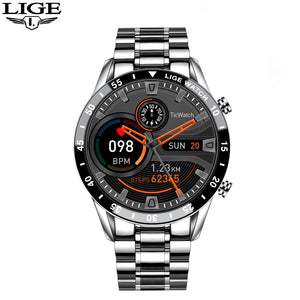 LIGE 2021 Full Circle Touch Screen Steel Band Luxury Bluetooth Call Men Smart Watch Waterproof Sport Activity Fitness Watch+Box - DreamWeaversStore