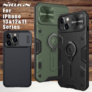 NILLKIN for iPhone 13 12 11 Pro Max Case Finger Ring Holder Shockproof Armor camera protection Case for iPhone 11 12 Mini Pro - DreamWeaversStore