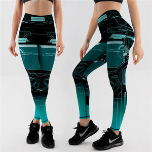 Qickitout 12%spandex Sexy High Waist Elasticity Women Digital Printed Leggings Push Up Strength Pants - DreamWeaversStore