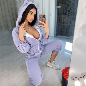 Women Lounge Wear Cotton Solid Jumpsuit Sports Casual Rompers Female Long Sleeve Pockets Overalls Skinny Winter Fashion 2020 - DreamWeaversStore