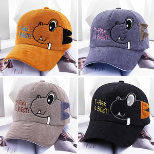 Cartoon Dinosaur Children Baseball Cap Summer Autumn Boys Corduroy Adjustable Sun Hat Cute Casual Outdoor Baby Caps - DreamWeaversStore