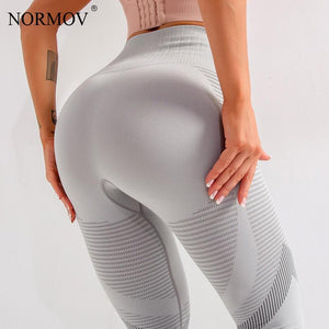 NORMOV Fitness Leggings Women Seamless High Waist Push Up Leggins Black Hollow Out Breathable Quick-drying Workout Femme Jegging - DreamWeaversStore