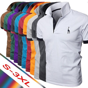 Men's embroidered solid color POLO shirt Men's explosive T-shirt Male Tops Clothing Men 2021 plus size - DreamWeaversStore