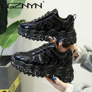 NEW Brand Autumn Chunky Sneakers Wedges Shoes for Women Bling Red Womens Shoes Platform Comfortable Sneaker Thick Sole Dad Shoes - DreamWeaversStore