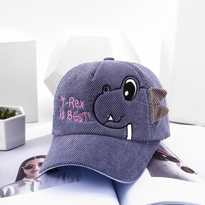 Cartoon Dinosaur Children Baseball Cap Summer Autumn Boys Corduroy Adjustable Sun Hat Cute Casual Outdoor Baby Caps - DreamWeaversStore