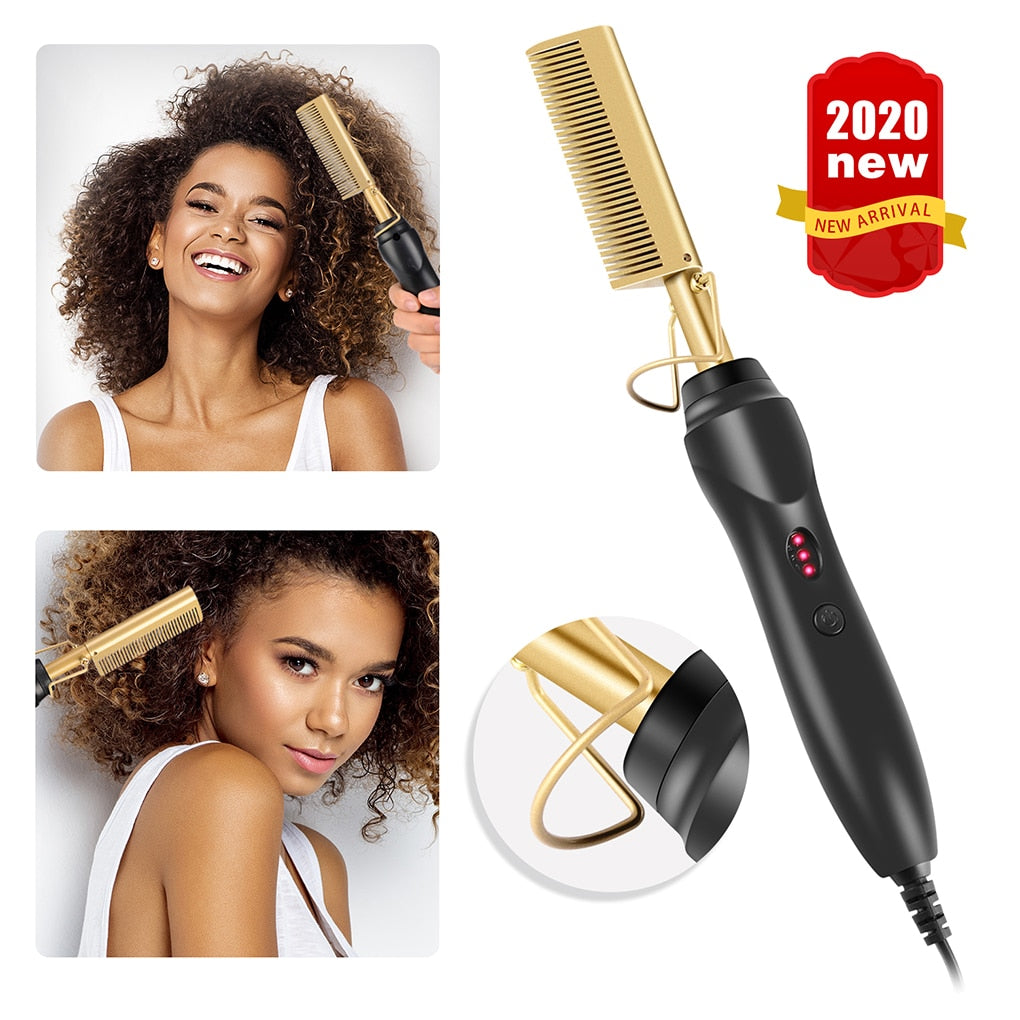 Multifunction Hair Straightener Flat Irons Wet Dry Dual Use Brush Comb Electric Heating Hair Straight Styler Curling Hair Comb - DreamWeaversStore