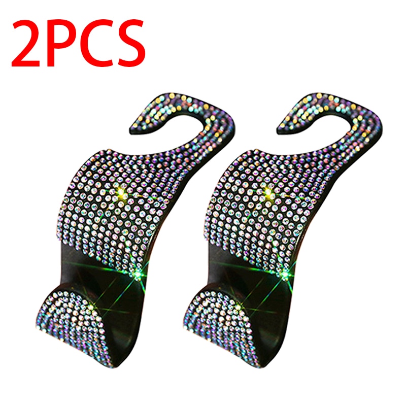 Creative Car Seat Back Hook Diamond Rhinestones Hanger Auto Headrest Objects Support Universal Mount Clips Bling Car Accessories - DreamWeaversStore