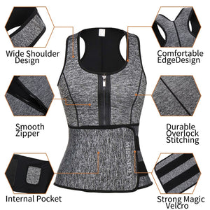 Women Neoprene Waist Trainer Sweat Sauna Suit Waist Cincher Slimming Vest Adjustable Waist Trimmer Belt Tank Top Shapewear - DreamWeaversStore