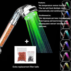Bathroom 3/7 Colors Changes Led Shower Head High Pressure Water Saving Rainfall Negative Ion Filter Spa Shower Head - DreamWeaversStore