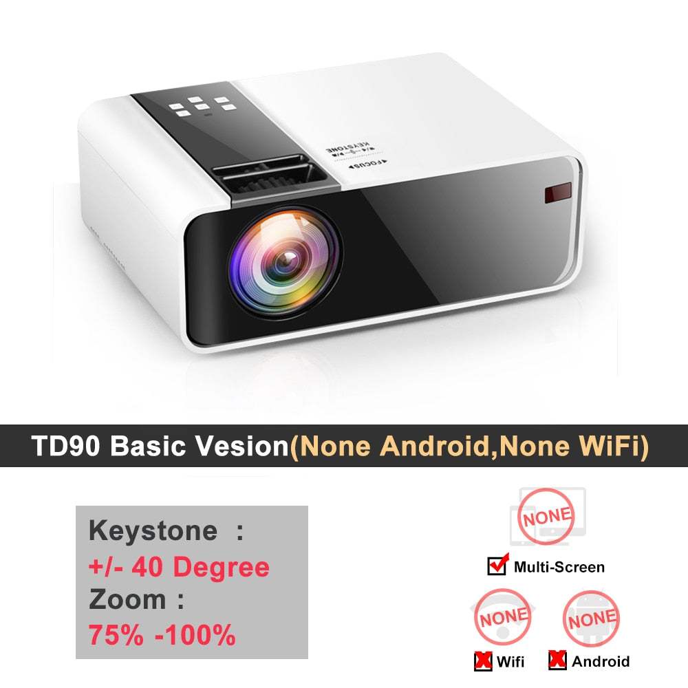 ThundeaL HD Mini Projector TD90 Native 1280 x 720P LED Android WiFi Projector Video Home Cinema 3D Smart Movie Game Proyector - DreamWeaversStore