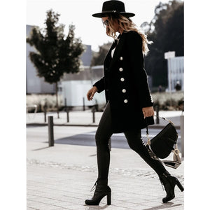 2021 Autumn Winter Women Suit Collar Solid Color Double-breasted Coat Women Knee Length Wool Blend Coat Womens Harajuku Overcoat - DreamWeaversStore