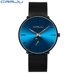 CRRJU Fashion Blue Men Watch Top Luxury Brand Minimalist Ultra-thin Quartz Watch Casual Waterproof Clock Relogio Masculino - DreamWeaversStore