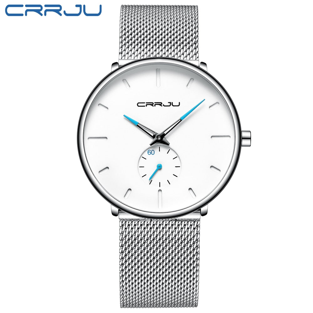 CRRJU Fashion Blue Men Watch Top Luxury Brand Minimalist Ultra-thin Quartz Watch Casual Waterproof Clock Relogio Masculino - DreamWeaversStore