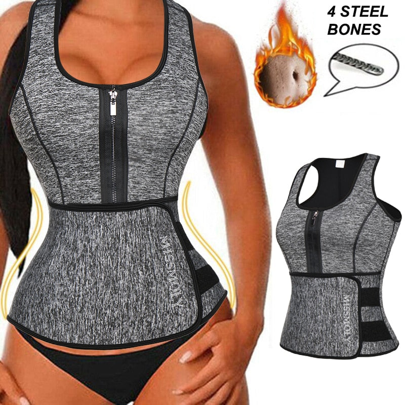 Women Neoprene Waist Trainer Sweat Sauna Suit Waist Cincher Slimming Vest Adjustable Waist Trimmer Belt Tank Top Shapewear - DreamWeaversStore