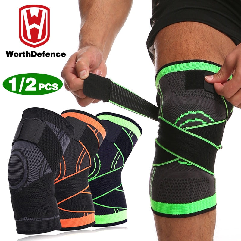 Worthdefence 1/2 PCS Knee Pads Braces Sports Support Kneepad Men Women for Arthritis Joints Protector Fitness Compression Sleeve - DreamWeaversStore