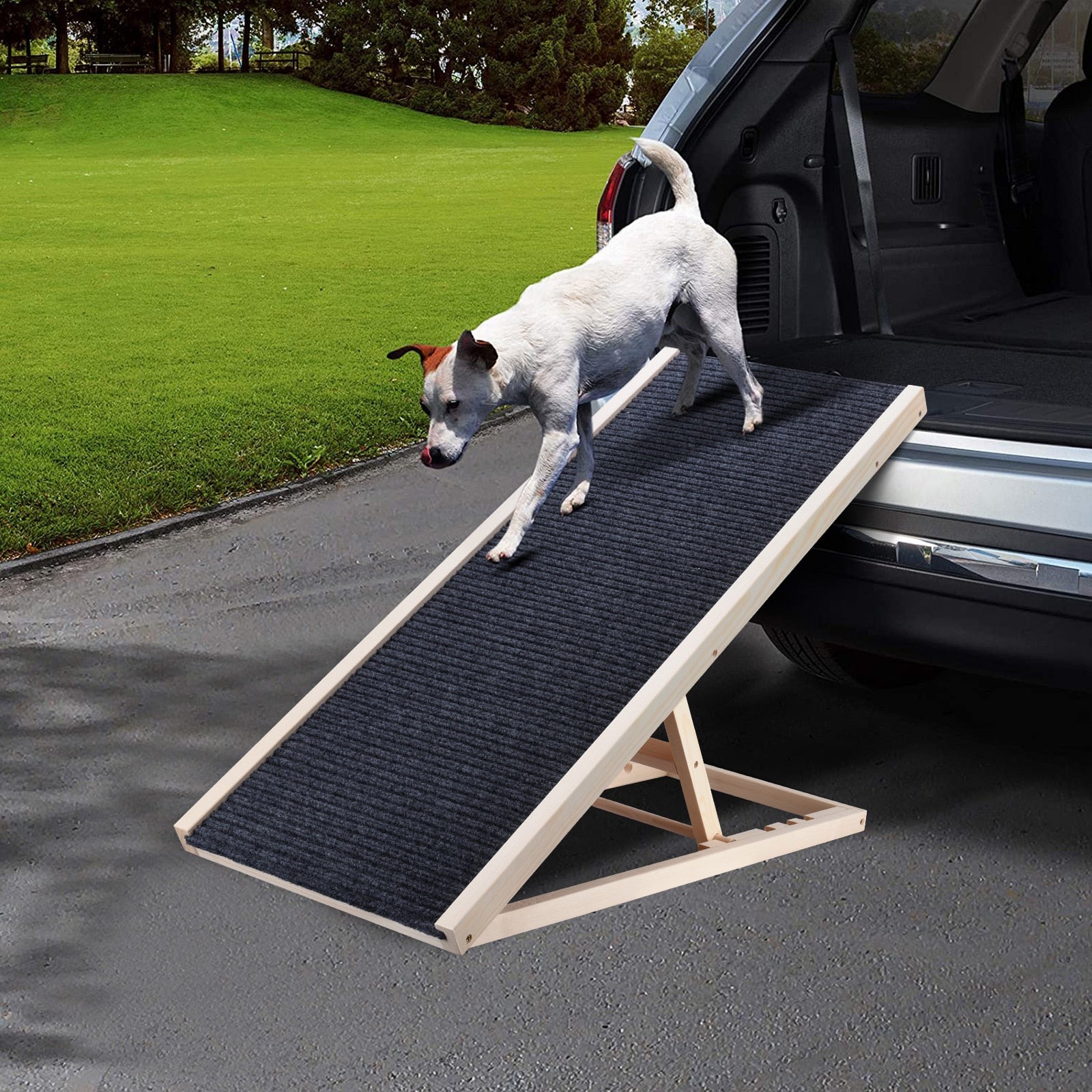 Portable Dog Car Step Stairs Ramp Ladder Support Up To 110lb Non-Slip Carpet Surface Adjustable Heights Pets Ramp For Dogs Cats - DreamWeaversStore