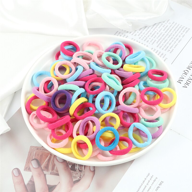 30/50/100pcs/Set Colorful Small Hair Bands Girls Cute High Elastic Hair Ties Children Hair Accessories Ponytail Holder Headband - DreamWeaversStore