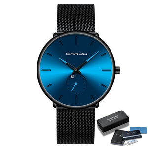 CRRJU Fashion Blue Men Watch Top Luxury Brand Minimalist Ultra-thin Quartz Watch Casual Waterproof Clock Relogio Masculino - DreamWeaversStore