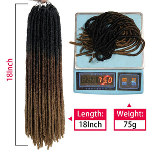 Ombre Crochet Braids Hair Synthetic Braiding Hair Extensions Goddess Straight Faux Locs 18Inches Soft Dreads Dreadlocks Hair - DreamWeaversStore