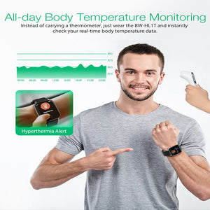 [Body Temperature Measure] BlitzWolf BW-HL1T Smart Watch Heart Rate Monitor Smart Watches Breath Training Smartwatch 2021 - DreamWeaversStore