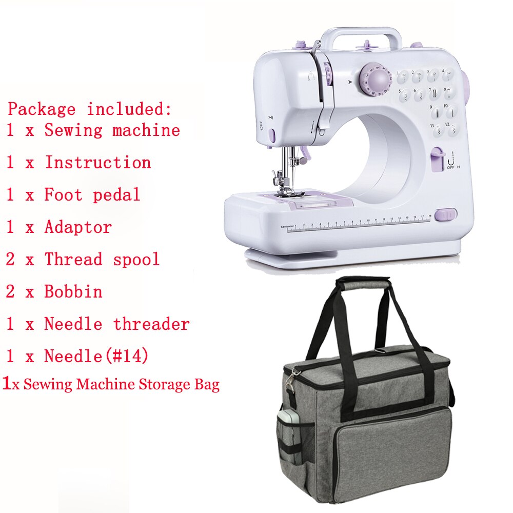 Fanghua Multifunction Mini Sewing Machine 505A 12 Stitches Replaceable + 11pc Presser Foot Power Supply LED Light Sewing classes - DreamWeaversStore