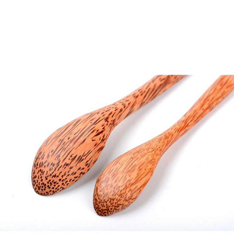 Wooden Coconut Soup Spoon Palm Wood Teaspoon Dessert Scoop Kitchen-tool Tableware Kids Cutlery Tea Stiring Spoons - DreamWeaversStore