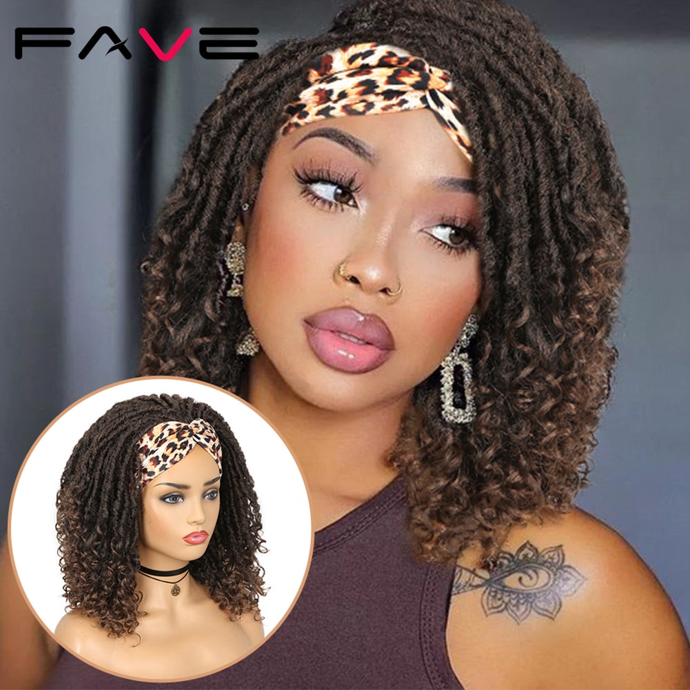 Fave Dreadlock Braided Headband Wigs Synthetic Goddess Faux Nu Locs Curly Wig Freetress Twist Crochet Hair For Black White Women - DreamWeaversStore