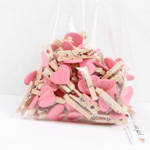 50pcs/lot Red Heart Love Wooden Clothes Photo Paper Peg Pin Mini Clothespin Postcard Clips Home Wedding Decoration Stationery - DreamWeaversStore