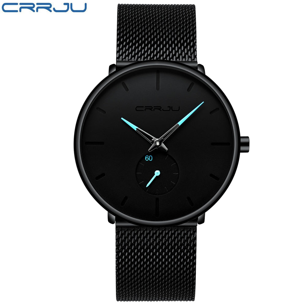 CRRJU Fashion Blue Men Watch Top Luxury Brand Minimalist Ultra-thin Quartz Watch Casual Waterproof Clock Relogio Masculino - DreamWeaversStore