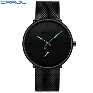 CRRJU Fashion Blue Men Watch Top Luxury Brand Minimalist Ultra-thin Quartz Watch Casual Waterproof Clock Relogio Masculino - DreamWeaversStore