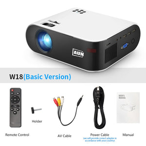 AUN MINI Projector W18, 2800 Lumens (Optional Android 6.0 wifi W18D), support Full HD 1080P LED Projector 3D Home Theater - DreamWeaversStore