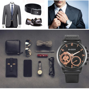 Luxury Rose Gold Men&#39;s Watch Leather Card Credit Holder Wallet Fashion Sunglasses Sets for Men Unique Gift for Boyfriend Husband - DreamWeaversStore