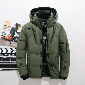 Men's White Duck Down Jacket Warm Hooded Thick Puffer Jacket Coat Male Casual High Quality Overcoat Thermal Winter Parka Men - DreamWeaversStore